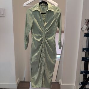 Zara Elegant Green Button-Down Dress
